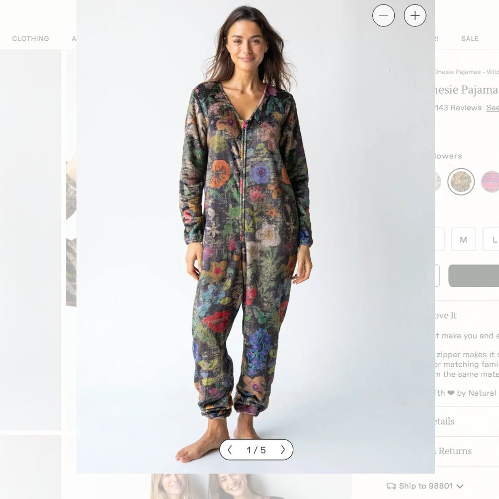 NATURAL LIFE:  Fleece Onesie Pajamas Large